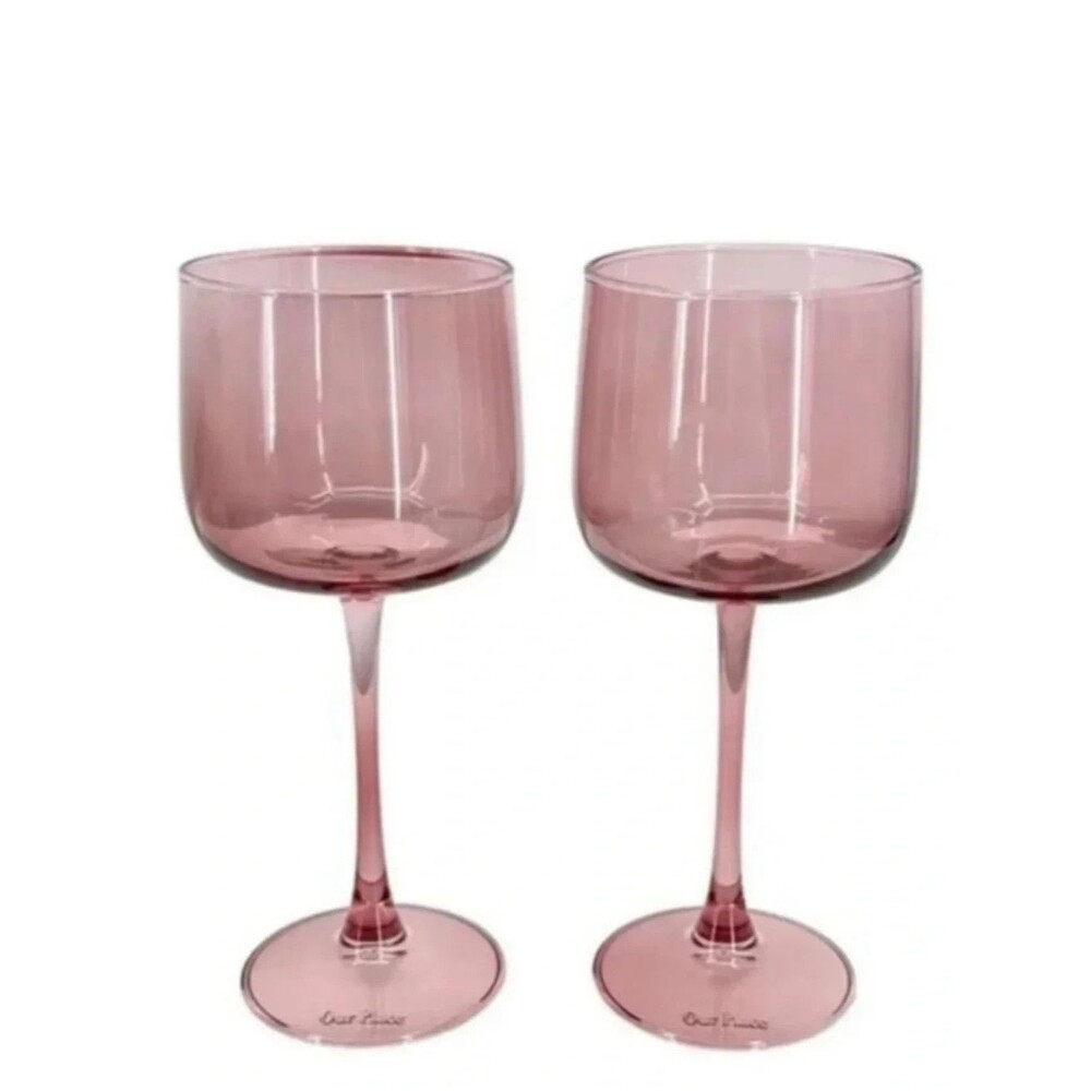 Our Place Tinted Wine Glasses Pink Rose 12 oz Set Of 2 New in Box